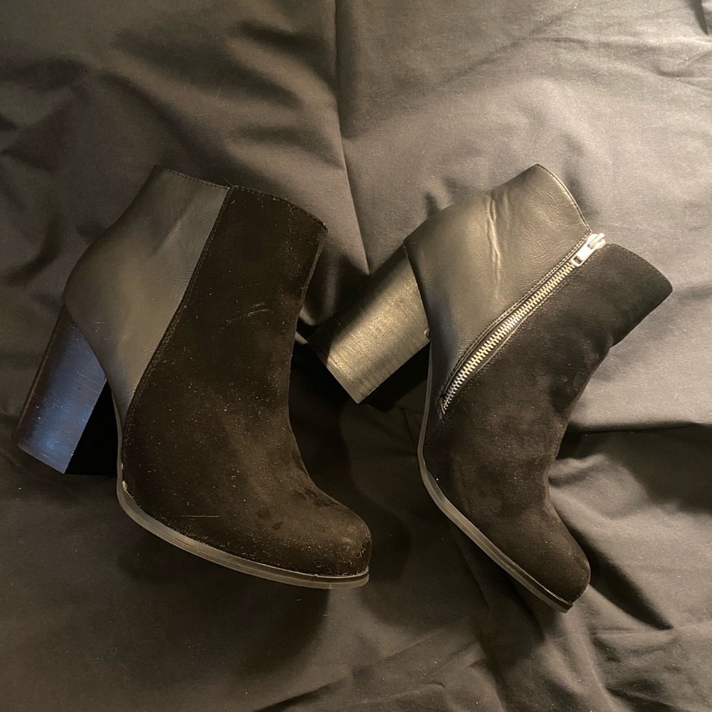 Torrid Black Faux Suede/Leather Combo Bootie | Size 10W